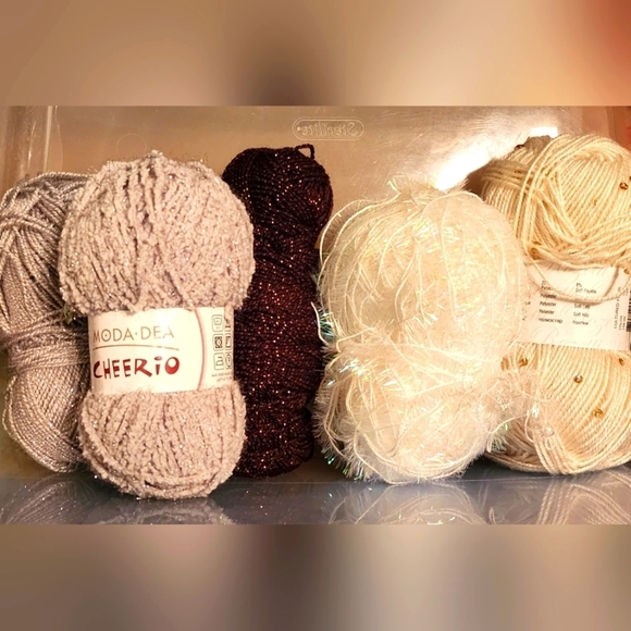 Moda-Dea Other - Glitzy Specialty Yarn.  5 Skeins - all with added shimmer.